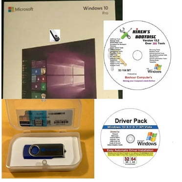 WINDOW 10 PRO 32/64 BIT USB WITH KEY & HIREN'S BOOT DISK & DRIVER PACK CD