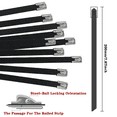 thumbnail image 3 of 100 Pcs Metal Zip Ties 304 Stainless Steel Zip Ties Heavy Duty Self Locking 220 Pound Tensile Strength Cable Suitable for Exhaust Wrapping Fence Outdoor Workshop Canopy(8 Inch，Black), 3 of 6