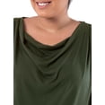 thumbnail image 4 of Wright's Women's Plus Size Draped Front Cowl Neck Short Sleeve Blouse Top, Size 1X-5X, 4 of 7