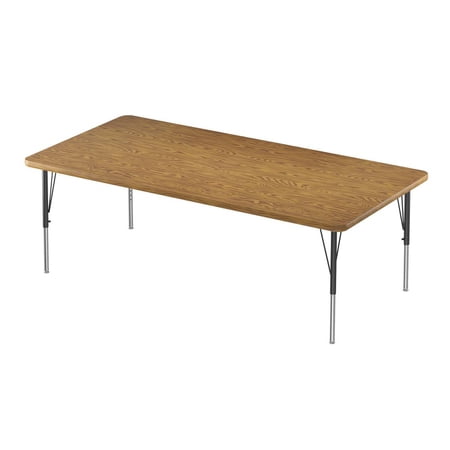 Correll Inc. Deluxe High-Pressure Top Activity Tables 36x60   RECTANGULAR MEDIUM OAK  BLACK/CHROME