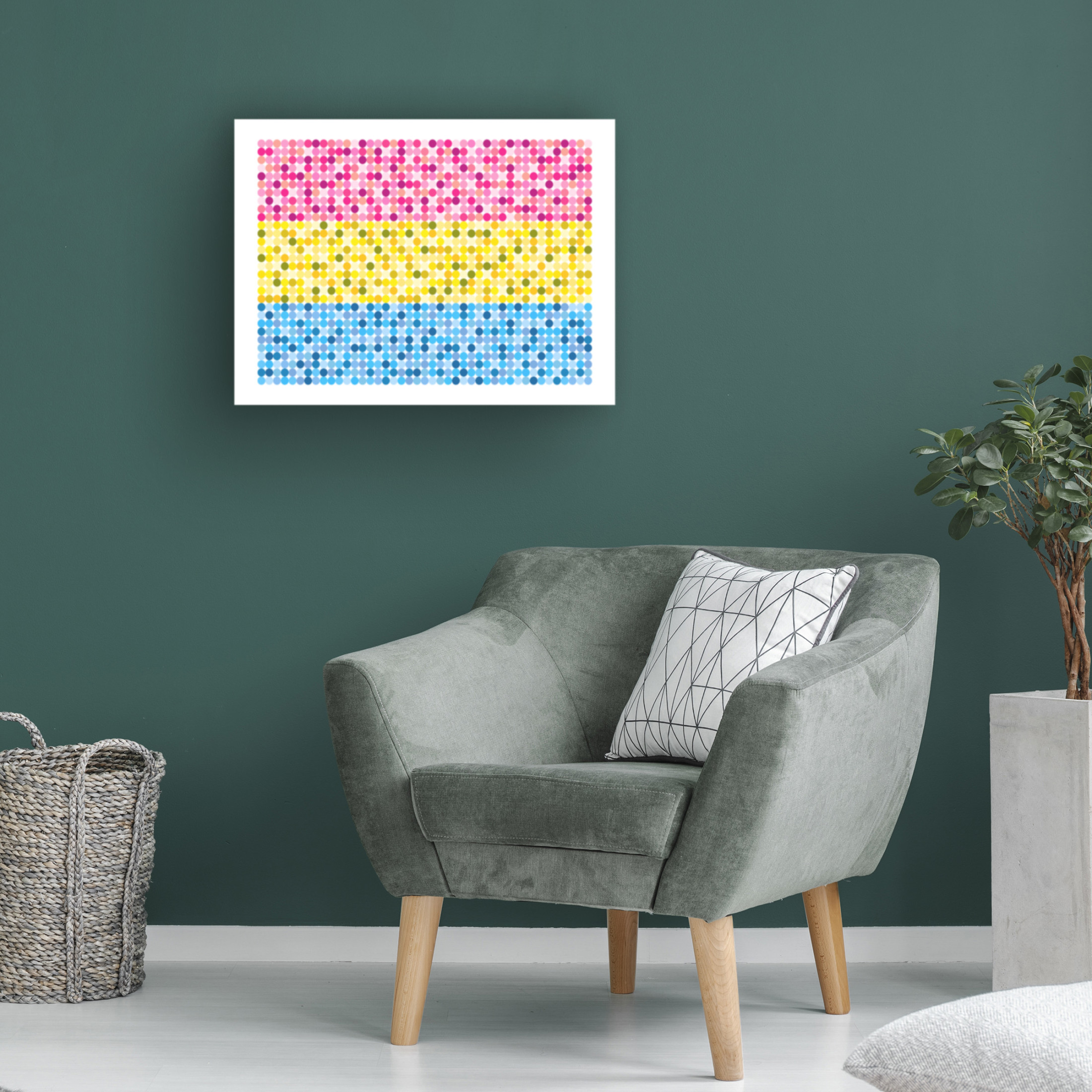 Canvas Wall Art - Tom Quartermaine 'Abstract Circle Pansexual Pride Flag' Wall Art for Living Room, Bedroom, or Office Décor by Trademark Fine Art - 19 x 14 Inches