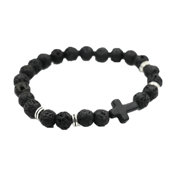 8MM Volcanic Stone Beaded Bracelet for Men Women Stretch Elastic Adjustable Handmade Natural Lava Beads Jewelry