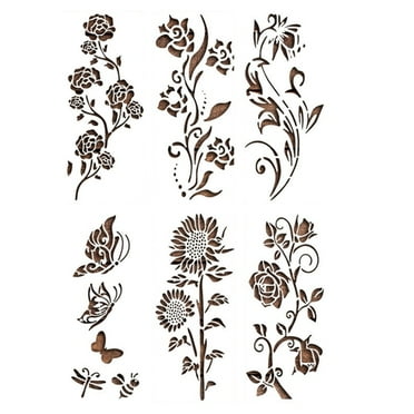 AQRS Fence Decoration Templates Natural Flower Stems with Stem Leaf Shapes Template Stencils DIY Projects Painting Templates