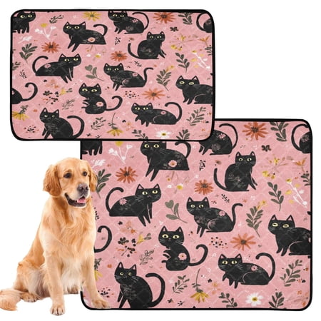 IAUYY Washable Pee Pads for Dogs Medium+Large Absorbent and Leak-Proof Non-Slip Reusable Puppy Pee Pads for Dogs Applicable to Playpen Potty Crate Bright Eyed Cat