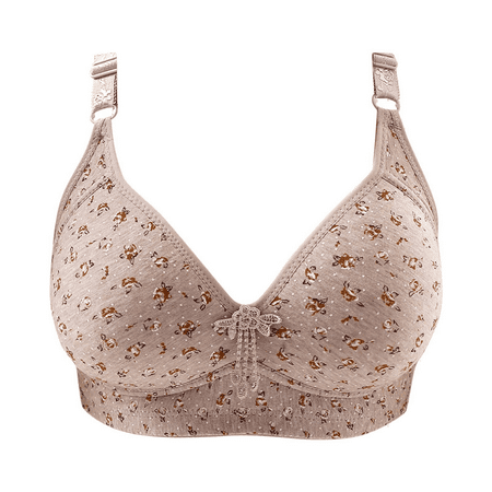Fulorrnie Bras for Women Plus Size No Underwire Comfort Stylish Decorative Details Stretchable Balconette Supportive Bra Light Gray 46