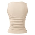 thumbnail image 7 of Women's Tank Top Sleeveless High Neck Ribbed Knitted Slim Fit Top Side Fold Basic T Shirt, 7 of 7