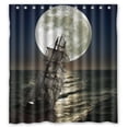 thumbnail image 1 of EREHome Noir Nuit Lune Bateau Pirate Rideau de Douche Tissu Polyester Salle de Bain Rideau Décoratif Taille 66x72 Pouces, 1 of 1