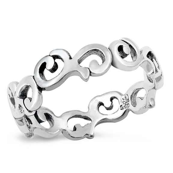 All in Stock Vines Eternity Band Ring Sterling Silver Size 10