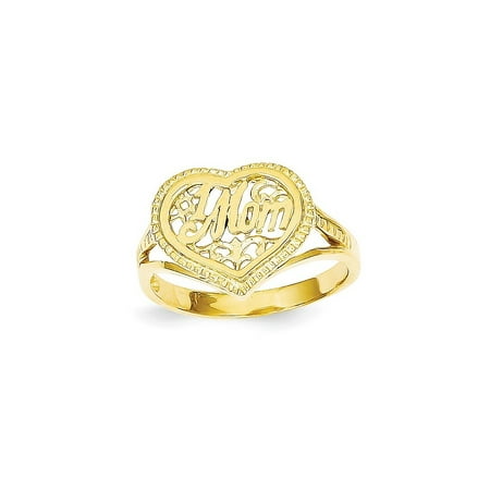 14kt Yellow Gold #1 Mom In Heart Band Ring Size 7.00 S/love Fine Jewelry Ideal Gifts For Women Gift Set From Heart