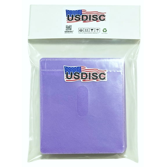 USDISC Plastic Sleeves, Double-sided 2 Disc, Purple, Pack Of 2000