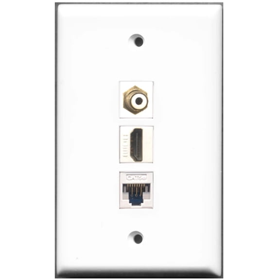 Ultra Spec Cables 1 Port HDMI 1 Port RCA 1 Port Cat5e Wall Plate F/F