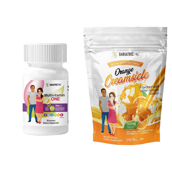 Duodenal Switch Vitamin Pack - Capsules Size: 1-Month Supply, BariatricPal Multivitamin ONE: Capsule with 18mg Iron, BariatricPal Calcium Citrate Soft Chews: Orange Creamsicle