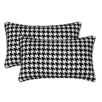 FBTS Prime 20x12 inch Rectangle Black Houndstooth Outdoor Lumbar Throw Pillows Cushion Covers, 2 per Pack