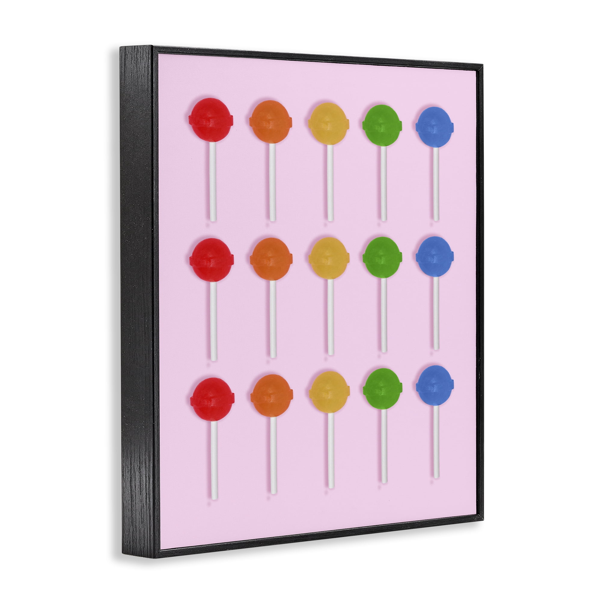 Stupell Industries Candy Pops on Light Pink Black Framed Giclee Art, design by LISH Creative