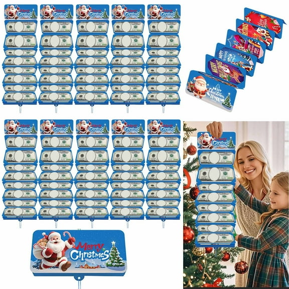 CaiYueKe Christmas Money Holders, Cash Gift Card Holders Xmas With 10 Slots Christmas Gift For Men Women Girls Boys, Surprise Money Envelopes
