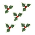 thumbnail image 2 of 5 piezas de adornos de bayas falsas de hojas de Navidad, manualidades, flores con hojas para decoración artesanal de árboles de Navidad , Rojo, 2 of 8