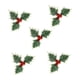 thumbnail image 2 of 5 piezas de adornos de bayas falsas de hojas de Navidad, manualidades, flores con hojas para decoración artesanal de árboles de Navidad , Rojo, 2 of 8