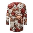 thumbnail image 4 of Offres Flash! Aqestyerly T-Shirt Imprimé Mode Saint-Valentin pour Femmes Manches 3/4 Blouse Col Rond Hauts Décontractés, 4 of 5