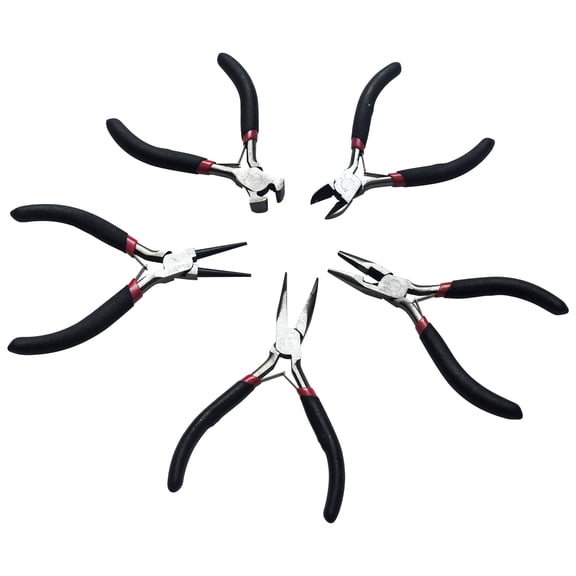 INTSUPERMAI 5pcs Jewelers Pliers Set Jewelry Grip Vise Needle Cutters Beading Wire Wrapping Hobby