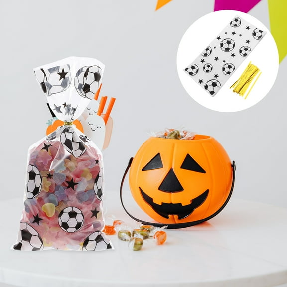 Soimiss 100pcs Soccer Present Bags Football Themed Candy Bags With Twist Ties For Party Favors For Treats