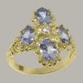 thumbnail image 2 of LBG British Made 9k Yellow Gold Natural Diamond & Tanzanite Womens Cluster Ring - 33 size options - Size 11.25, 2 of 6