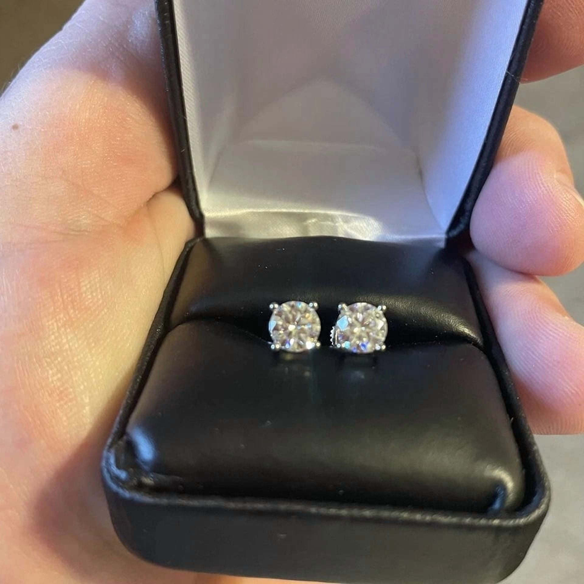 Radiant Jewelry 4.00 ct Moissanite Screw Back 925 Silver Solitaire Stud Earrings -GRA Certified D/VVS1 8mm