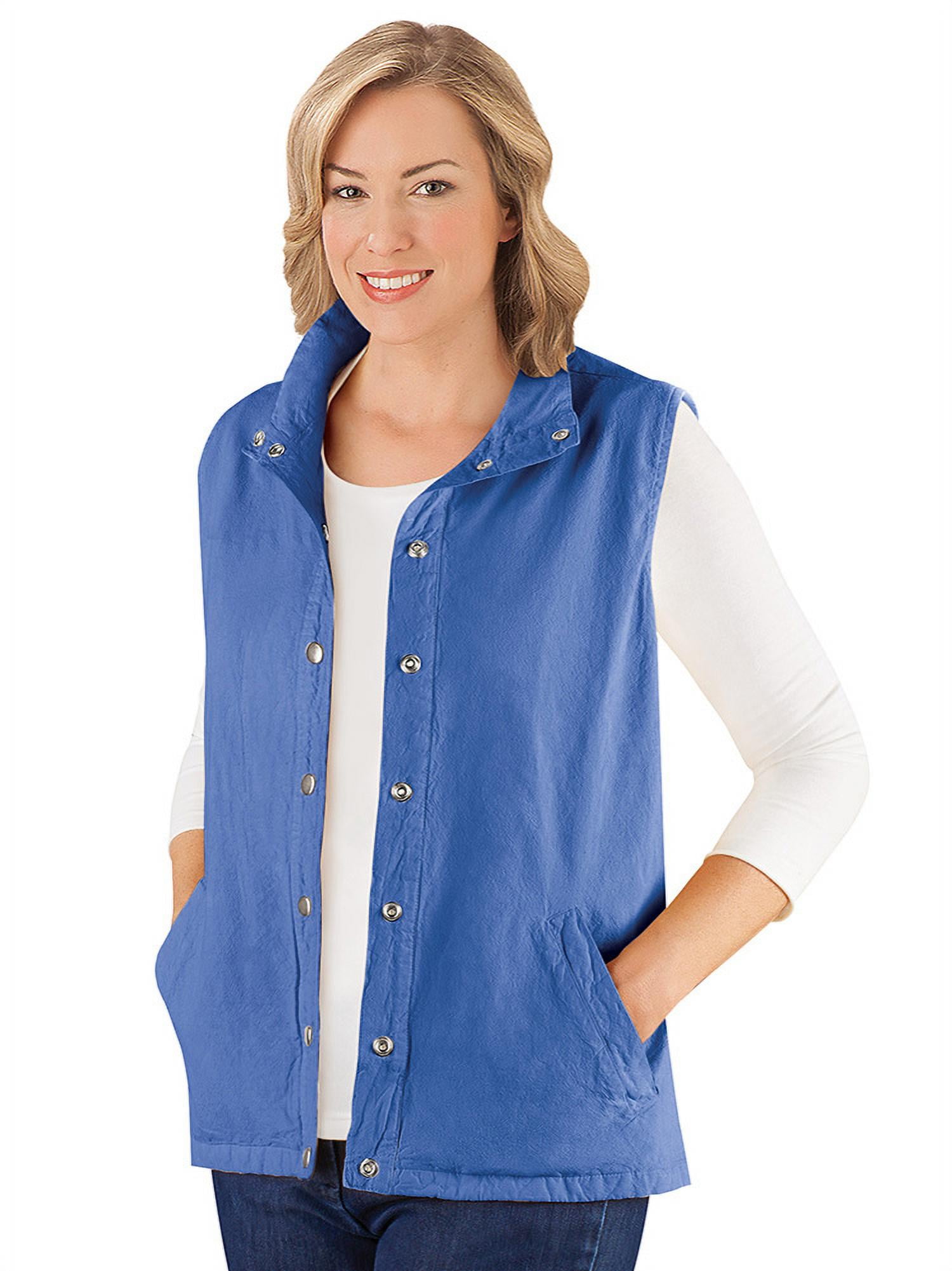 Collections Etc Women's Snap Front and Cinch Back Sleeveless Vest with