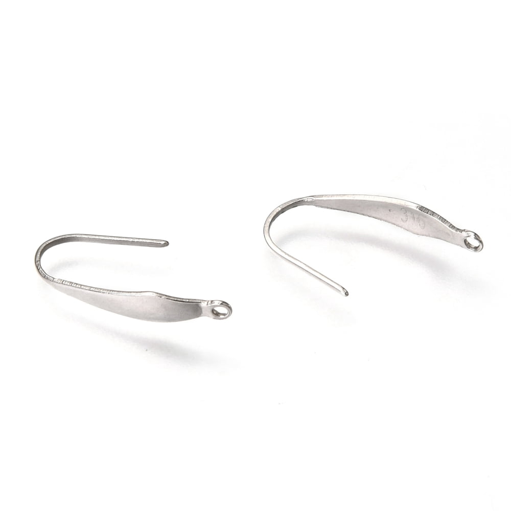 500pcs Resistant 316 Surgical Stainless Steel Earring Hooks with Vertical Loop Ear Wire Stainless Steel color 20.5x4.5mm Hole: 1.2mm