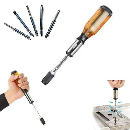 

Push-Pull Ratchet Screwdriver Adjustment Spiral Ratchet Screwdriver with 5 Replaceable Heads