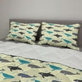 thumbnail image 2 of Whale Comforter & Sham Bedding Set, Swimming Ocean Mammals on Yellow Backdrop Little Splashes Underwater Wildlife Theme, 3 pcs Duvet Set Microfiber Filling Quilt, 5 Sizes, Multicolor, by Ambesonne, 2 of 4