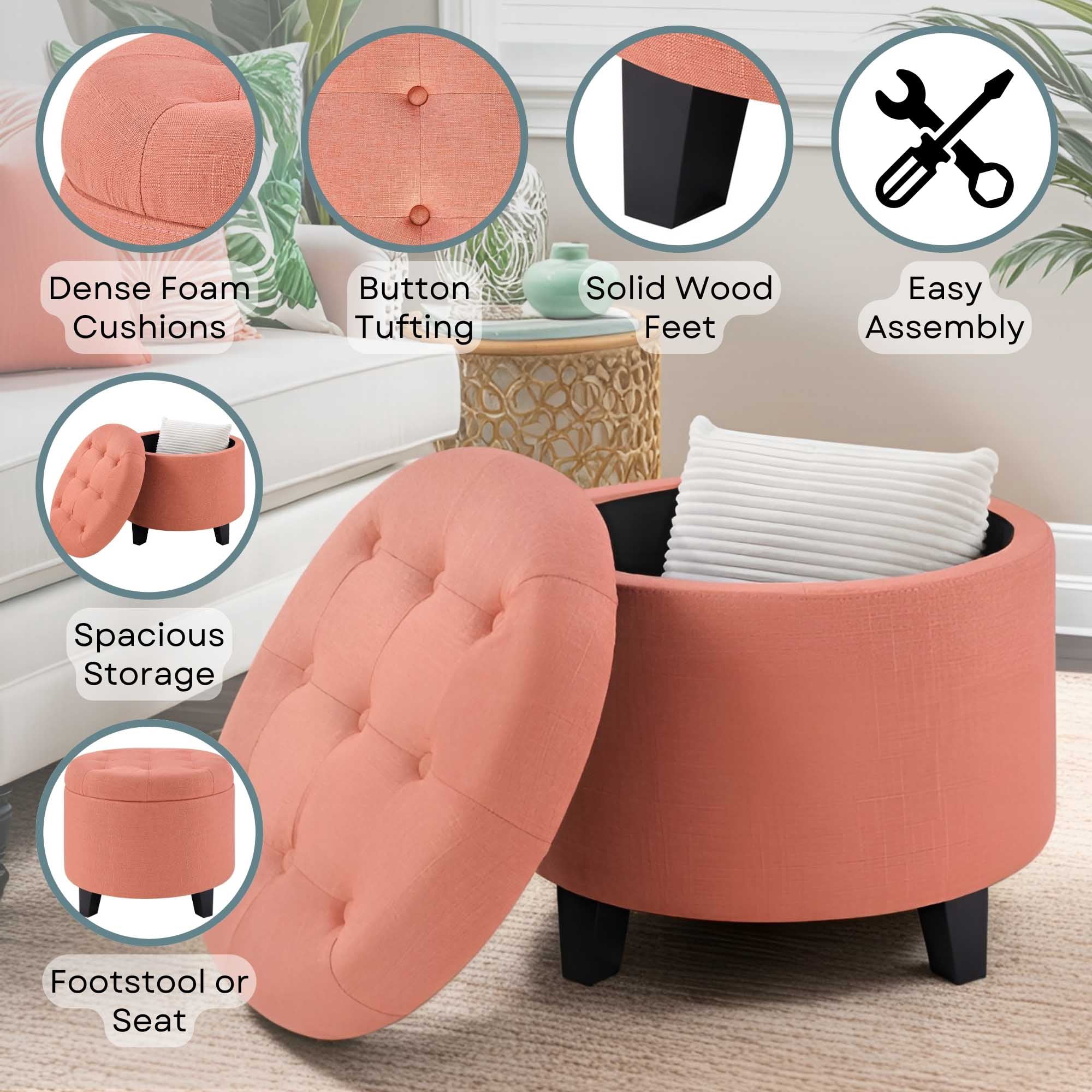 Convenience Concepts Designs4Comfort Round Ottoman