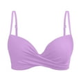 thumbnail image 2 of TOWED22 Women's Twist Front Bikini Top V Neck Padded Swimsuit Top Adjustable Spaghetti Straps Bathing Suit Tops(Purple,M), 2 of 5