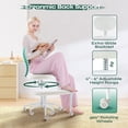 thumbnail image 6 of Pinmoco Armless Computer Chair, Wide Swivel Cross Leg Chair Office with Back Support, Height Adjustable for Criss Cross Sitting, Fleece Fabric, Off White, 6 of 10