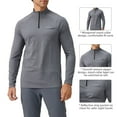 thumbnail image 6 of Men's Stand Up Collar Half Zipper Reflective Fitness Long Sleeve Quick Dry Running Top Gray L, 6 of 8