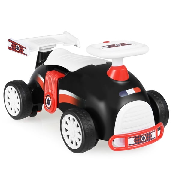Redsmile Kids Ride On Sliding Car for Toddlers 19-36 Months, Foot-to-Floor Push Ride On Toy with Music, Under-Seat Storage and 33 lbs Capacity, Boys Girls Scoot Car, Black