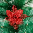 thumbnail image 4 of Flores decorativas para árbol de Navidad, paquete de 9 arbustos de flor de pascua artificiales rojos, regalo, 4 of 5
