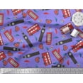 thumbnail image 3 of Soimoi Poly Georgette Fabric Bus,Telephone Booth & London Clock Tower Architectural Fabric Prints by Yard 52 Inch Wide, 3 of 3
