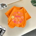 thumbnail image 4 of Curuila Kid Girls Tops Letter Print Crew Neck Short Sleeve Tee Summer Casual Loose T Shirt Orange Size 4-6 Years, 4 of 4