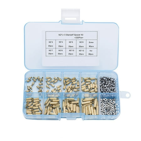 

VEAREAR Essential Hardware tools 320Pcs M2 Round Standoff Spacers Multiple Corrosion-resistant Brass Assorted Round Thread Spacers for Laptops