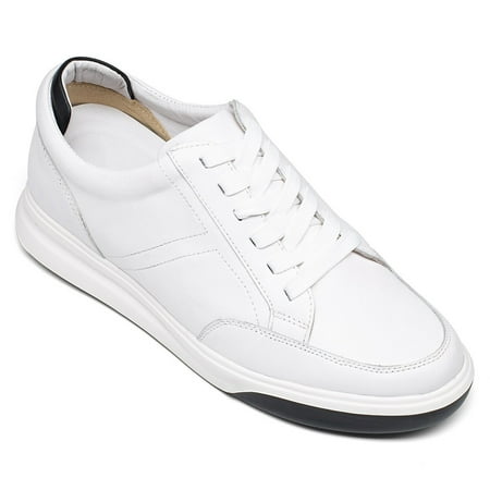 

CMR CHAMARIPA Elevator Sneakers For Men - White Leather Hidden Heel Shoes - Sneaker To Increase Height 7CM / 2.76 Inches
