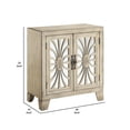 thumbnail image 5 of Benjara Console Table with 2 Glass Doors and Floral Motif- Antique White, 5 of 6
