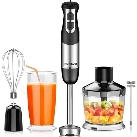 

LANTRO JS Hand blender 800W 5 in 1 Immersion Hand Blender 12 Speed Multi function Stick Blender with 500ml Chopping Bowl Whisk 600ml Mixing Beaker Milk Frother Attachments BPA Free