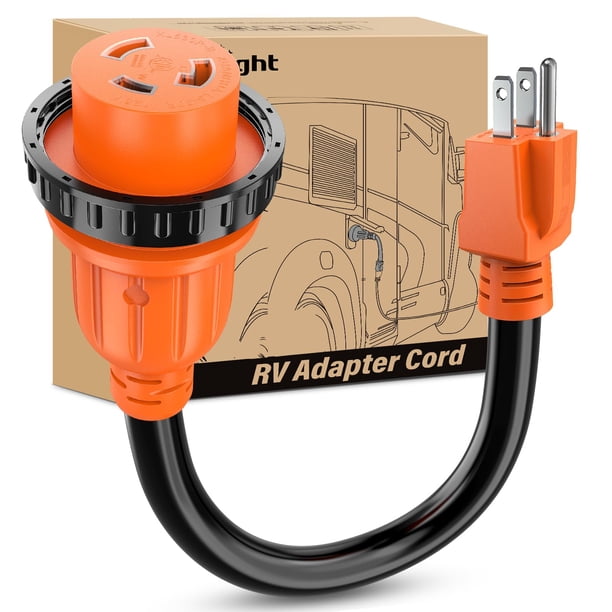 Cable adaptador con bloqueo para RV Nilight de 15 A a 30 A, resistente a la intemperie, 37 cm