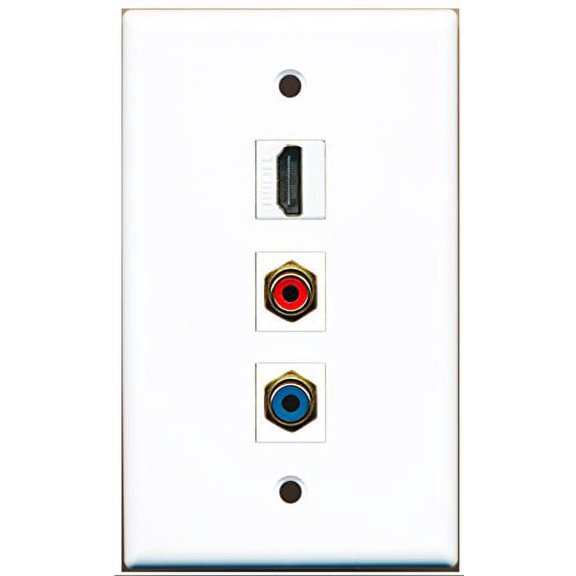 RiteAV - 1 Port HDMI and 1 Port RCA Red and 1 Port RCA Blue Wall Plate