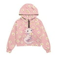 thumbnail image 4 of Xoenoiee Pink Axolotl Daisy Flower Print Oversized Sweatshirt for Girls Kids Fall Outfits Fashion Long Sleeve Hoodie Quarter Zip Pullover Tops with Kangaroo Pocket, 5-6 Years, 4 of 7