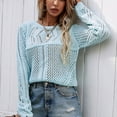 thumbnail image 3 of Mesh Crochet Knit Sweater Light Blue Medium, 3 of 5
