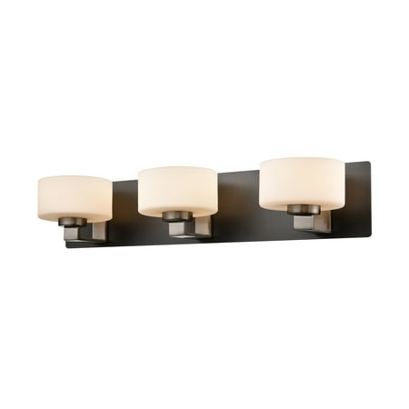 

Princeton 3 Light Vanity Satin Nickel and Graphite with Half Opal Glass
