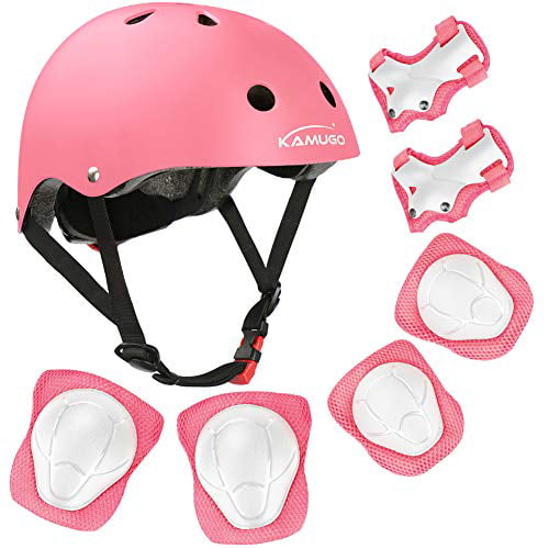 Kids Bike Helmet Knee Elbow Wrist Pads Two Sets Removable Lining Ages 2-8 Toddler Helmet for Cycling Scooter Inline Skating