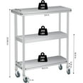 thumbnail image 2 of COZONY 3-Tier Stainless Steel Prep Table w/2 Undershelves & Gloves & Wheels,Commercial Kitchen Workstation for Restaurant, BBQ, Garage, 14*24*34", 2 of 7