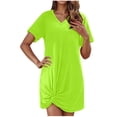 thumbnail image 1 of Camisas de Cuello de la Tripulación de Manga Corta para las Mujeres Color Sólido V-Cuello Lado Torcido Camisa de la Cubierta, Playa Casual Y Traje de Baño Superior, 1 of 8
